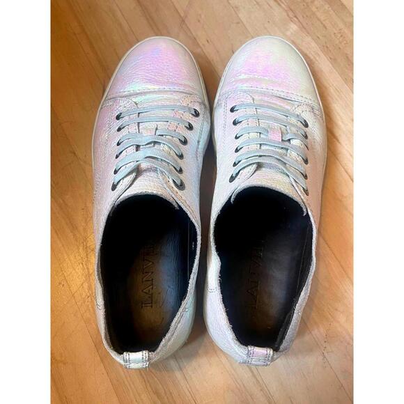 Lanvin Holographic Leather Cap Toe Sneaker 9 US Men Holographic White